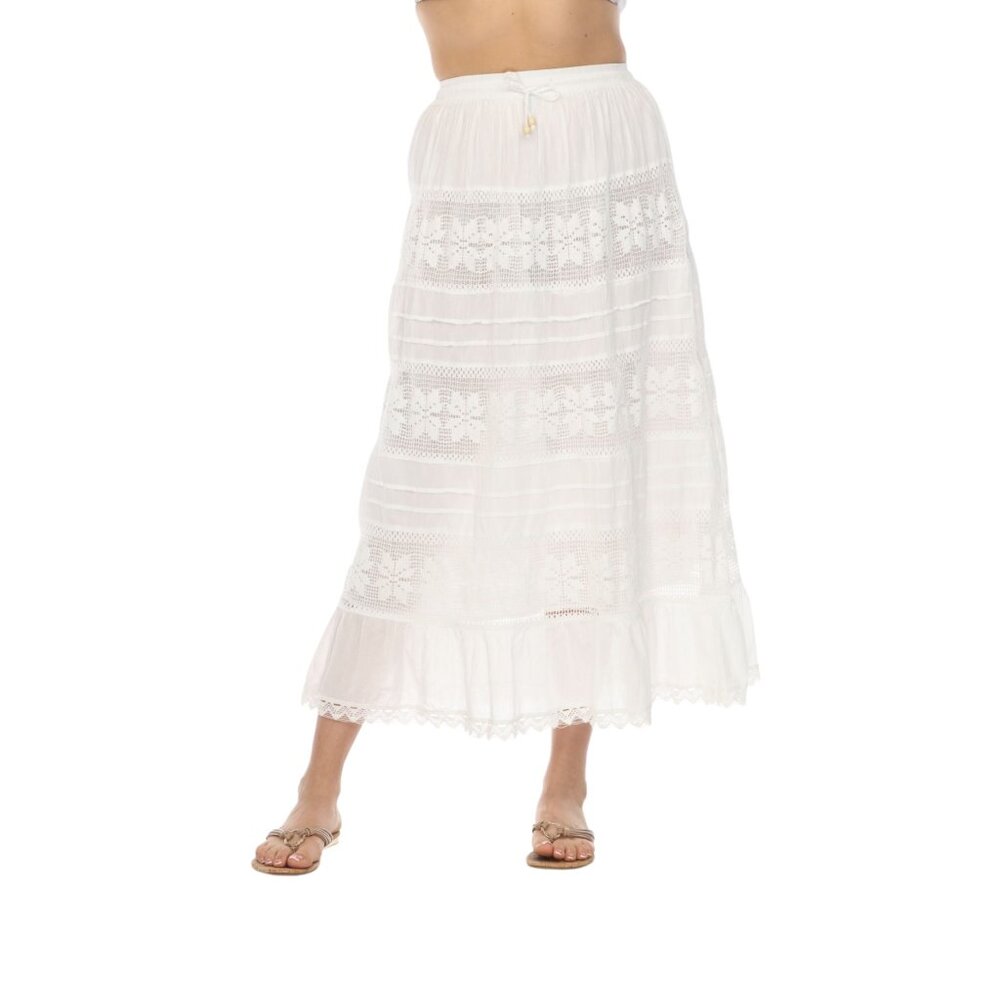 White 100% Cotton Netted blend Lined Skirt